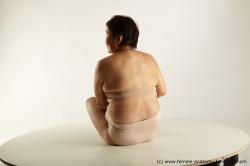 Underwear Woman Asian Sitting poses - ALL Overweight short black Academic